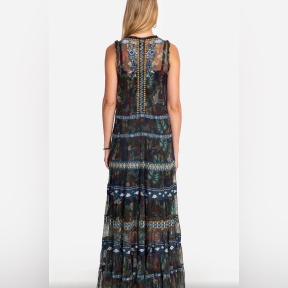Johnny Was Biya Qadira Mesh Dress Large Whimsical Floral Boho *See Description - Picture 3 of 16